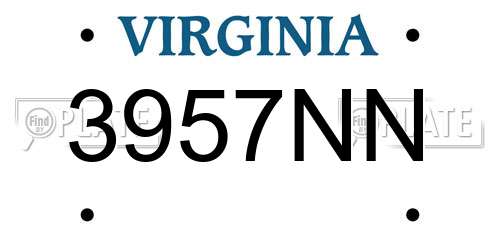3957NN Virginia License Plate