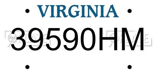 39590HM Virginia License Plate