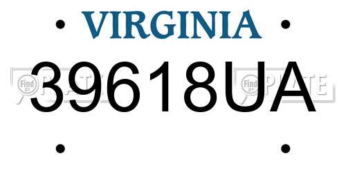 39618UA Virginia License Plate