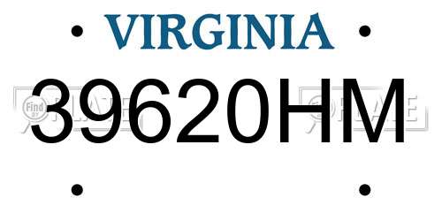 39620HM Virginia License Plate