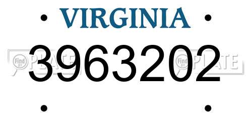 3963202 Virginia License Plate