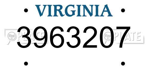 3963207 Virginia License Plate