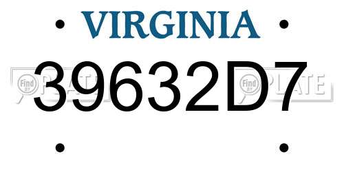 39632D7 Virginia License Plate