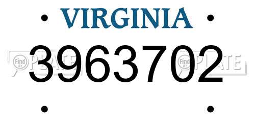 3963702 Virginia License Plate