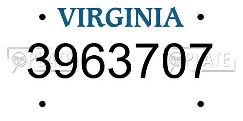 3963707 Virginia License Plate
