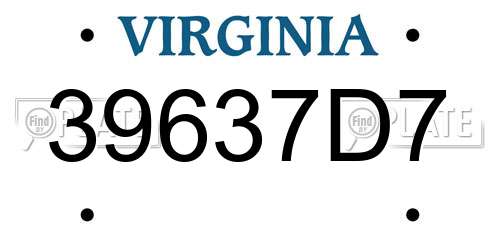 39637D7 Virginia License Plate