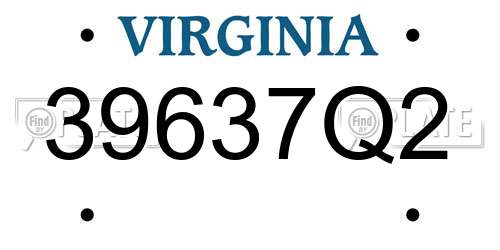 39637Q2 Virginia License Plate