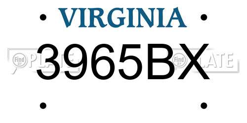 3965BX Virginia License Plate