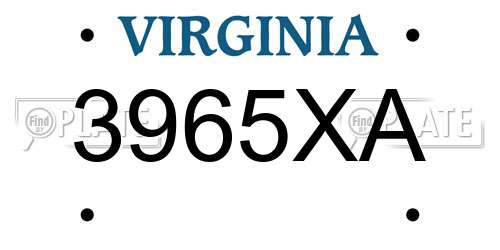 3965XA Virginia License Plate