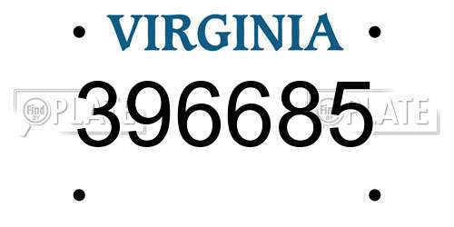 396685 Virginia License Plate