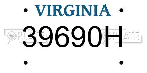 39690H Virginia License Plate