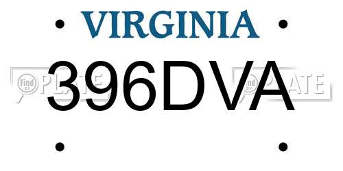 396DVA Virginia License Plate
