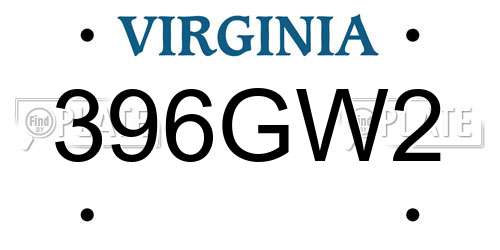 396GW2 Virginia License Plate