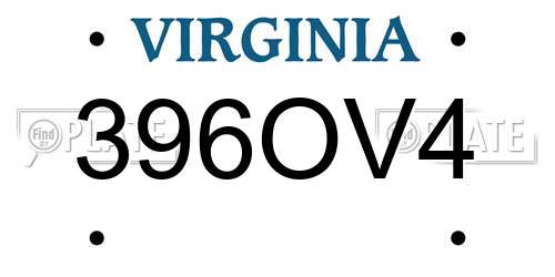 396OV4 Virginia License Plate