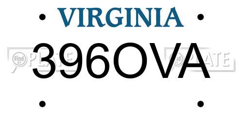 396OVA Virginia License Plate
