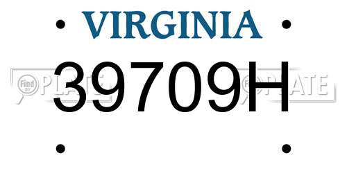 39709H Virginia License Plate