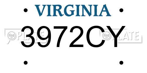 3972CY Virginia License Plate