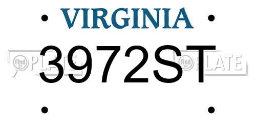 3972ST Virginia License Plate