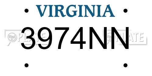 3974NN Virginia License Plate