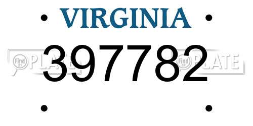 397782 Virginia License Plate