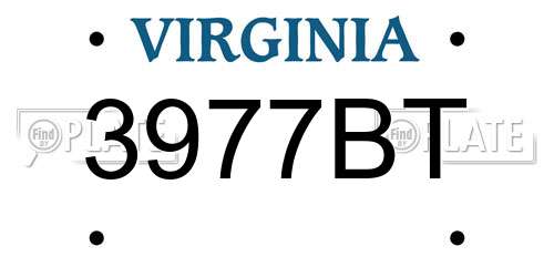 3977BT Virginia License Plate