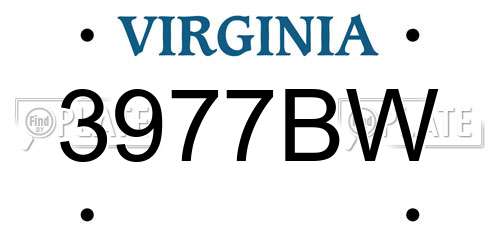 3977BW Virginia License Plate