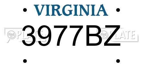 3977BZ Virginia License Plate