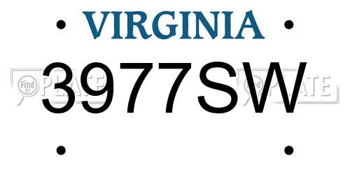 3977SW Virginia License Plate