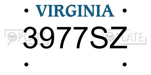 3977SZ Virginia License Plate