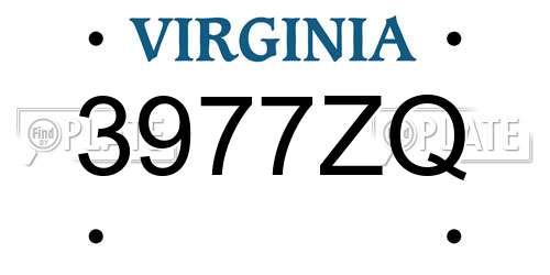 3977ZQ Virginia License Plate