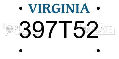 397T52 Virginia License Plate