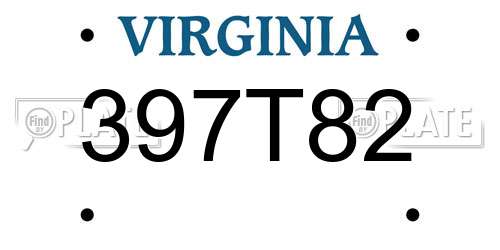 397T82 Virginia License Plate