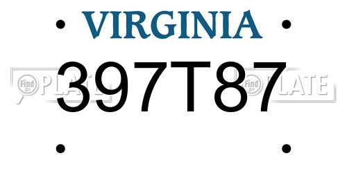 397T87 Virginia License Plate