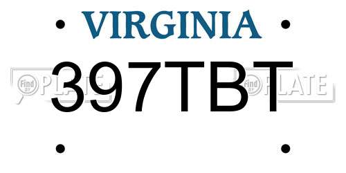 397TBT Virginia License Plate