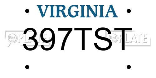 397TST Virginia License Plate