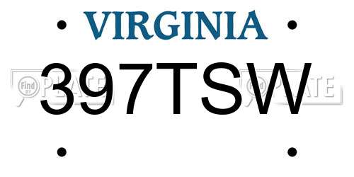 397TSW Virginia License Plate