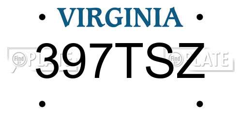 397TSZ Virginia License Plate
