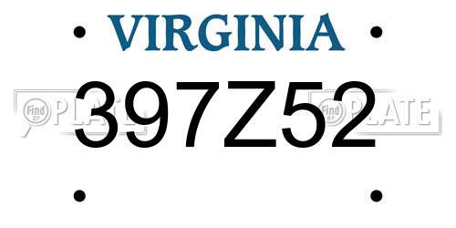 397Z52 Virginia License Plate