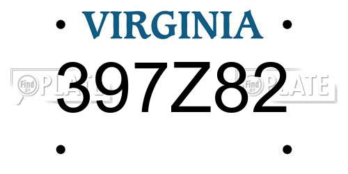 397Z82 Virginia License Plate