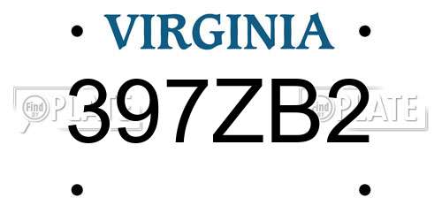 397ZB2 Virginia License Plate