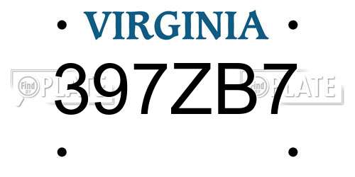 397ZB7 Virginia License Plate