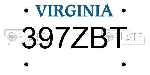 397ZBT Virginia License Plate