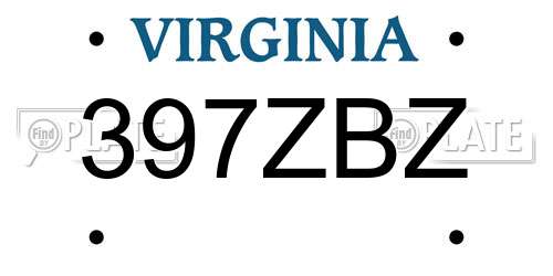 397ZBZ Virginia License Plate