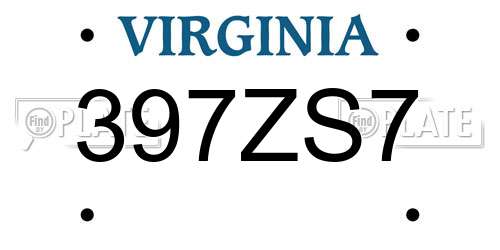397ZS7 Virginia License Plate