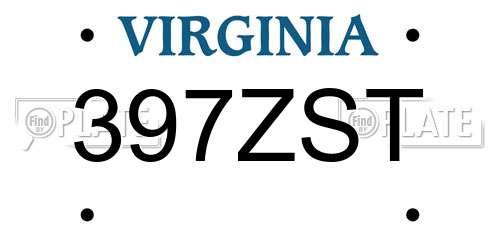 397ZST Virginia License Plate