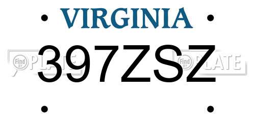 397ZSZ Virginia License Plate