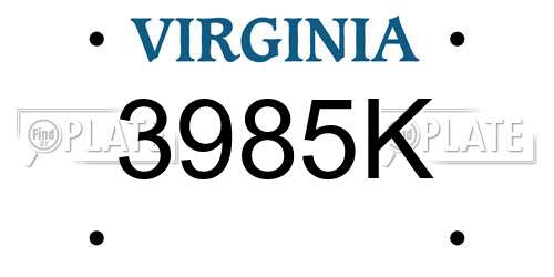 3985K Virginia License Plate