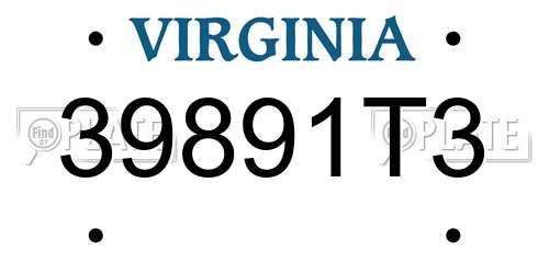 39891T3 Virginia License Plate