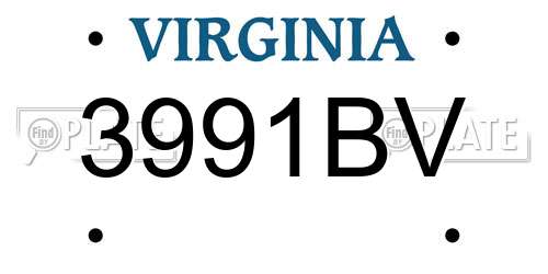 3991BV Virginia License Plate