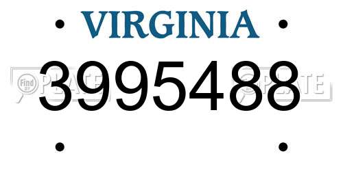 3995488 Virginia License Plate